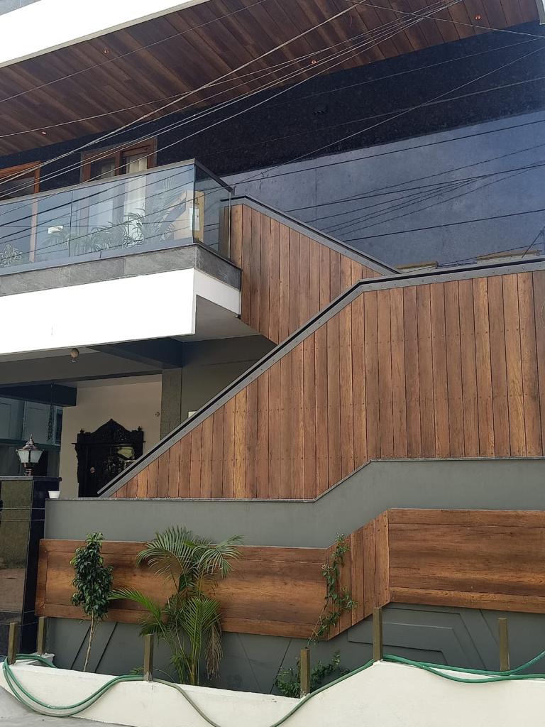 Fundermax color - colorful hpl exterior installation Thrissur Kerala | Precise Homes